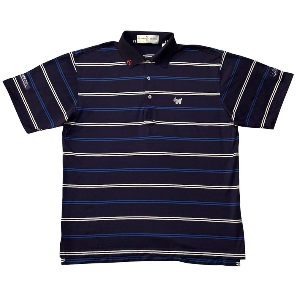 Fairway & Greene Scotty Cameron Titleist Polo Men’s M Navy Stripe Golf Shirt